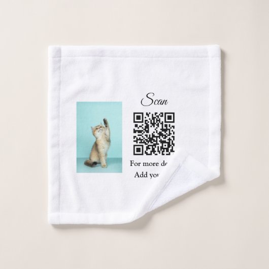 Enkel dier name details QR code add text foto Washandje (Wasdoekje)