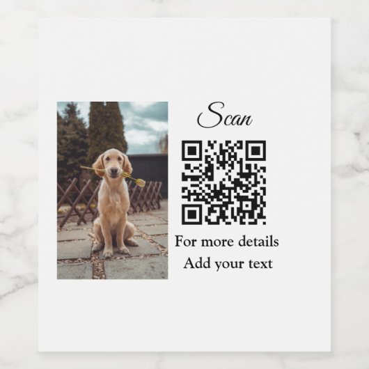 Enkel dier name details QR code add text foto Wijn Etiket (Enkel label)