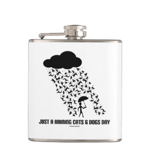 Enkel een Humor voor regenkatten en honden op dag  Heupfles