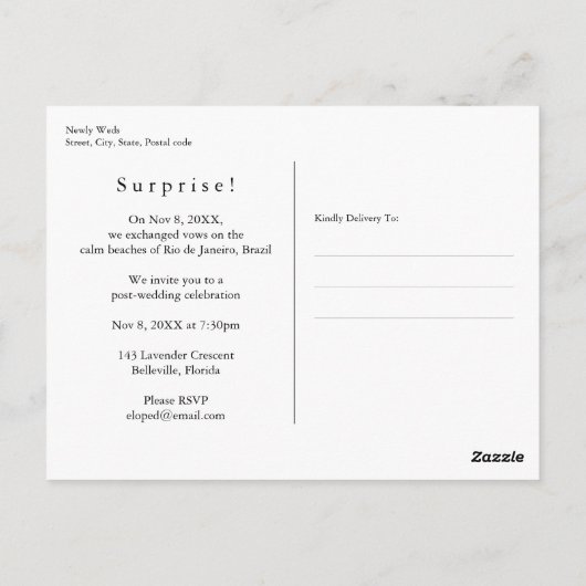 Enkel een moderne klassieke legante bruiloft briefkaart (Achterkant)