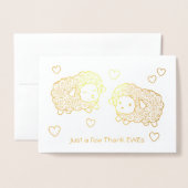 Enkel een paar dank aan ooien (bedankt) schapen folie kaarten (Voorkant met envelop)