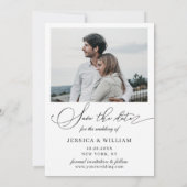 Enkel Elegant Calligraphy Wedding 2 Foto  Save The Date (Achterkant)