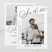 Enkel Elegant Calligraphy Wedding 2 Foto Save The Date (Voorkant / Achterkant)