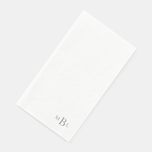 Enkel Elegant Silver Monogram Paper Guest Towels Servet (Hoek)