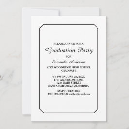 Enkel Elegant White Graduation Party nodigt uit Kaart