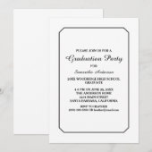 Enkel Elegant White Graduation Party nodigt uit Kaart (Voorkant / Achterkant)