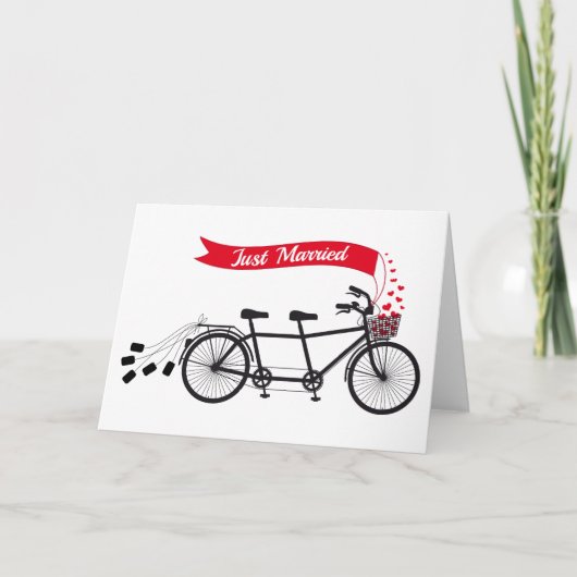Enkel gehuwd, huwelijksfiets achter elkaar aankondiging (Voorkant)