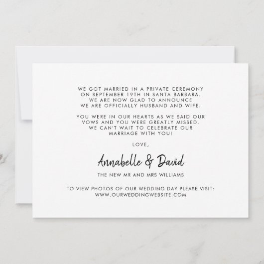 Enkel gehuwde aankondiging van het huwelijk op een (Achterkant)