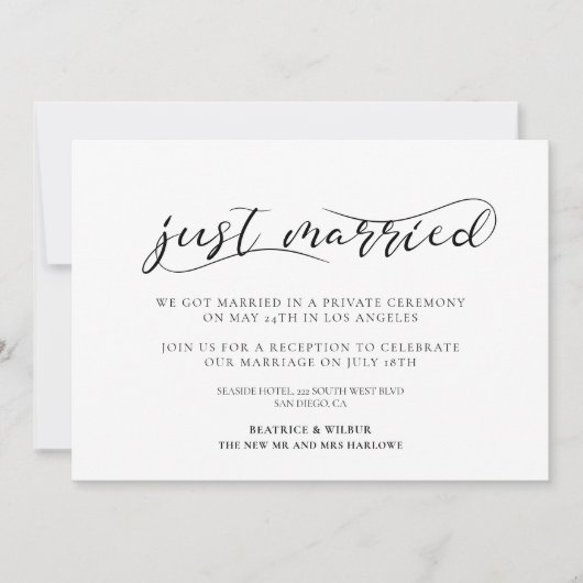 Enkel gehuwde Elegant kalligrafie aankondiging (Voorkant)