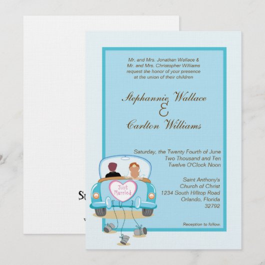 Enkel gehuwde klassieke uitnodiging tot huwelijk (Voorkant / Achterkant)