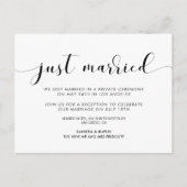 Enkel getrouwd met Elegant zwarte en witte aankond Briefkaart (Voorkant)