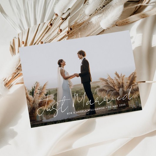 Enkel getrouwde thin script trouwaankondiging bedankkaart