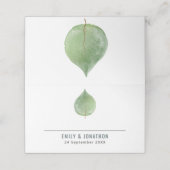 Enkel Groene Eucalyptus Blad Namen Datum Bruiloft Plaatskaartje (Buitenkant ongevouwen)