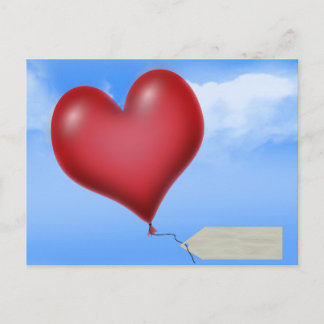 Enkel Hartballon Met Berichtlabel Briefkaart