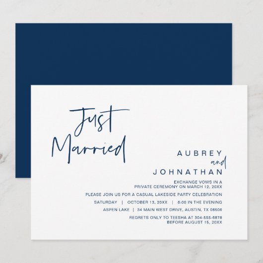 Enkel huwelijksfeest, uitnodiging voor weddenschap (Voorkant / Achterkant)