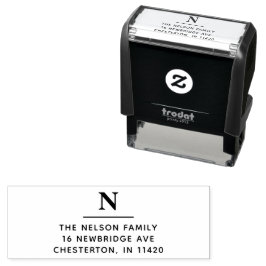 Enkel Initieel Familie Monogram Retouradres Zelfinktende Stempel