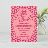 Enkel Peachy Queen of Hearts Birthday Invitation Kaart (Staand voorkant)