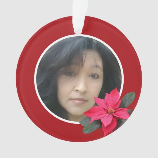 Enkel Poinsettia-ontwerp Ornament (voorkant)