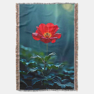 Enkel Rode Bloem Focus Design Deken