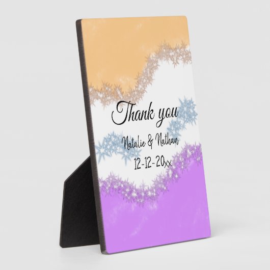 Enkel thank you koppel name text date cus fotoplaat (Zijkant)