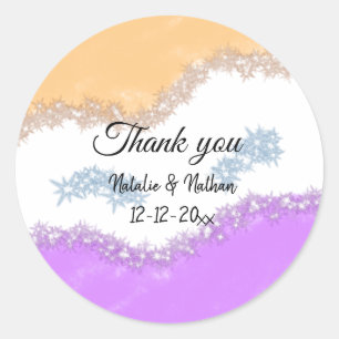 Enkel thank you koppel name text date cus ronde sticker