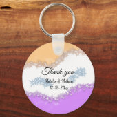 Enkel thank you koppel name text date cus sleutelhanger (Voorkant)