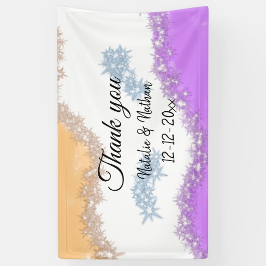 Enkel thank you koppel name text date cus spandoek (Verticaal)