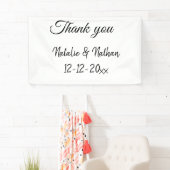 Enkel thank you koppel name text date cus spandoek (Insitu)
