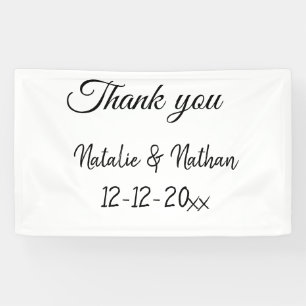 Enkel thank you koppel name text date cus spandoek