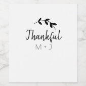 Enkel thank you koppel name text date cus wijn etiket (Enkel label)