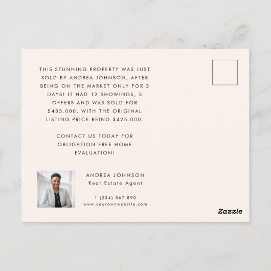 Enkel verkoop van onroerend goed voor realtor Mark Briefkaart (Achterkant)