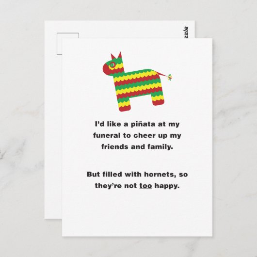 Enkel voor plezier: Ik wil een Pinata in mijn begr Briefkaart (Voorkant / Achterkant)
