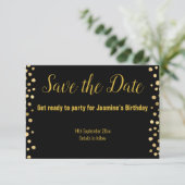 ENKEL ZWART GOUD SPOT SAVE THE DATE RSVP KAARTJE (Staand voorkant)