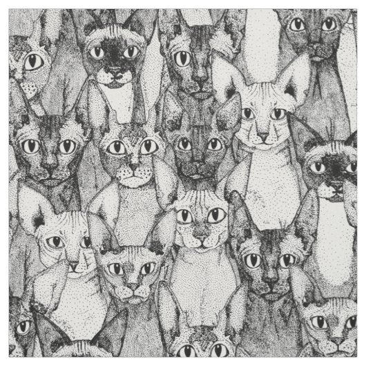enkel zwarte witte sphynx katten stof (Swatch)