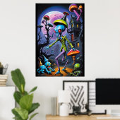 Enkelbeet in Paddenstoelenstad Pop Fantasie Poster (Thuiskantoor)