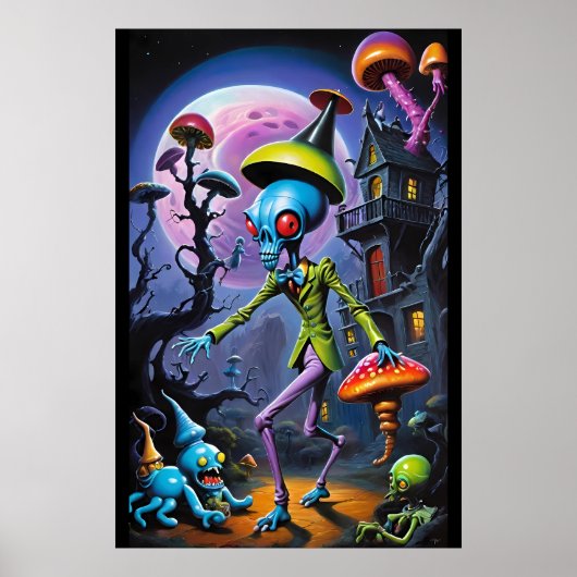 Enkelbeet in Paddenstoelenstad Pop Fantasie Poster (Voorkant)