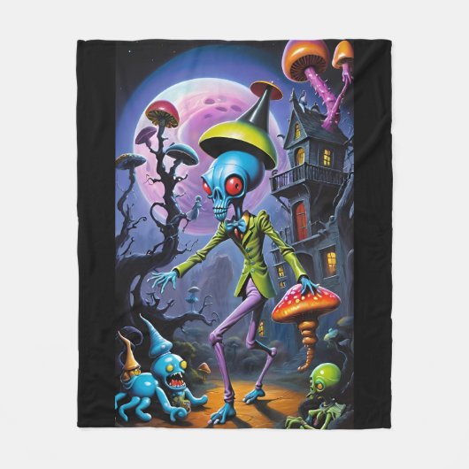 Enkelbijter in Shroom Town Pop Fantasy Fleece Deken (Voorkant)