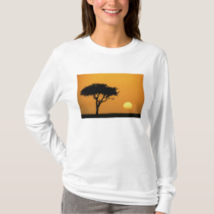 Enkele acaciaboom in silhouet bij zonsopgang, Masa T-shirt