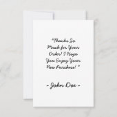 Enkele bedankkaart. Hartelijk dank voor de bestelk Bedankkaart (Achterkant)