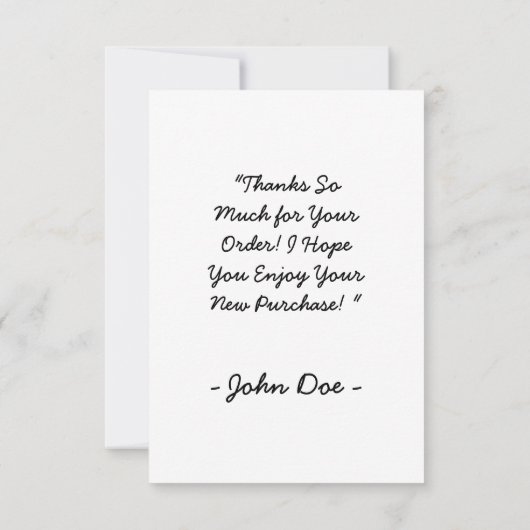 Enkele bedankkaart. Hartelijk dank voor de bestelk Bedankkaart (Achterkant)