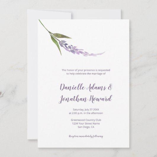 Enkele bloemstengel Paarse lavendel groen Kaart (Voorkant)