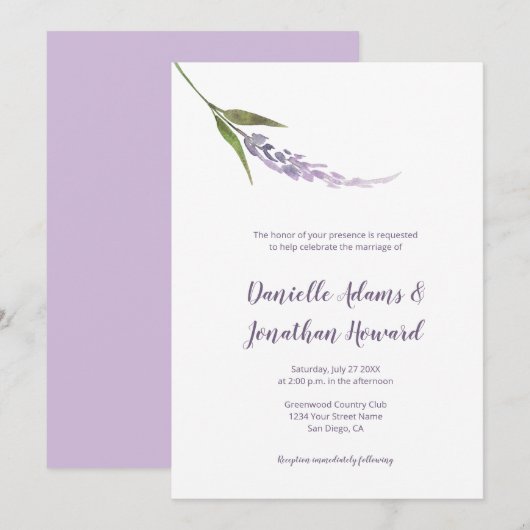 Enkele bloemstengel Paarse lavendel groen Kaart (Voorkant / Achterkant)