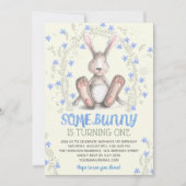 Enkele Bunny Boys 1st Birthday Party Kaart (Voorkant)