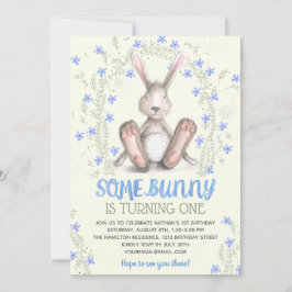 Enkele Bunny Boys 1st Birthday Party Kaart