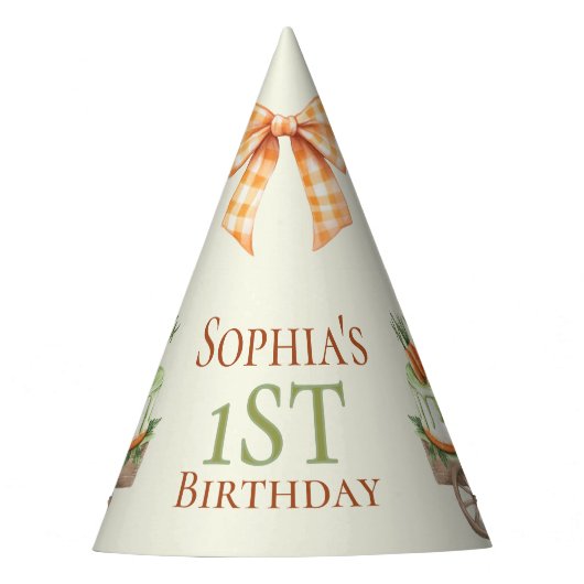 Enkele Bunny Carrot 1e Verjaardag Waterverf Feesthoedjes (Voorkant)