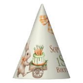 Enkele Bunny Carrot 1e Verjaardag Waterverf Feesthoedjes (Links)