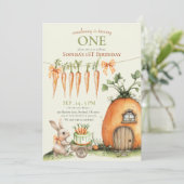 Enkele Bunny Carrot 1e Verjaardag Waterverf Kaart (Staand voorkant)