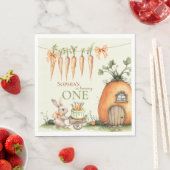 Enkele Bunny Carrot 1e Verjaardag Waterverf Servet (Insitu)