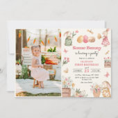 Enkele Bunny Easter Egg Girl Eerste Verjaardag Fot Kaart (Voorkant)