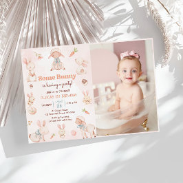 Enkele Bunny Easter Egg Spring verjaardagsfoto Kaart